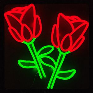 Två blomma tecken semester belysning flicka hem dekoration bar offentliga platser handgjorda neon ljus 12 v super ljus