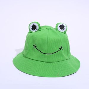 Cartoon Frog Hat Bob Bucket Female Outdoor screen Panama Fisherman Autumn Green Frog Fisherman Hat Sunhat Berretto da pesca pieghevole