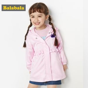 Balabala Girls Płaszcz Baby Fashion Spring New Hooded Windbreaker Długi rękaw Płaszcz Winbreaker 201126