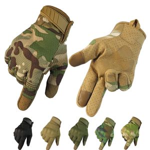 Män taktiska handskar full finger pekskärm handskar armé utomhus sport cykling klättring camo jakt anti-skid handskar Q0114