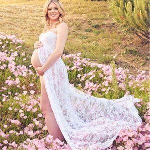 Par Maternity Photography Lace Dress Props Maxi Maternity Gown Fancy Shooting Photo Summer Gravid Dress G220309