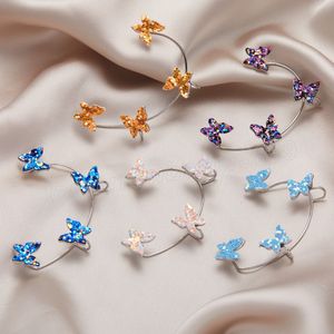 Мода красочная бабочка без пирсинга уха манжеты сережки блестящие животные ушные зажимы фальшивые хрящевые серьги для женщин девушки подарок