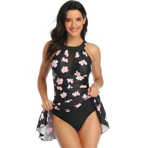 2020 novas mulheres halter uma peça saia swimwear natação roupa para mulheres plus size praia banhos de banho tico barriga controle de banho t200708