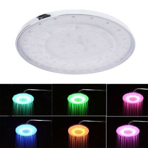 8インチRGB 7色LED蛇口ライトシャワーヘッドラウンド自動変更節水雨の高圧バスルーム雨の浴室