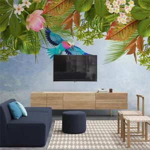 Wallpapers Customize Nordic Style Tropical Plant Flower Background Wall Paper Mural Custom Large Green Wallpaper Papel De Parede1