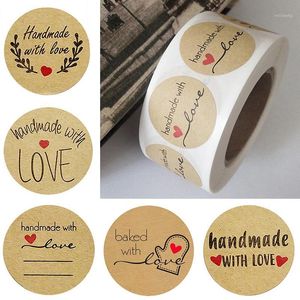 Gift Wrap Sheets Roll Round Labels Handmade Kraft Paper Packaging Sticker Wedding Thanks Stickers For Candy Bag Box Packing Bag1