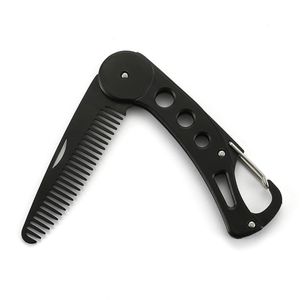 Vikbar stålhårkam Portable Travel Hair Brush Folding Detangling Beard Comb Anti-Static Oil Slick Hairstyling