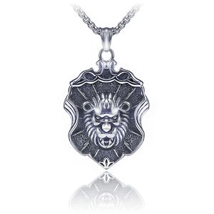 Retro Antique Gothic Punk Mens Lion's Head Tag Hip Hop Necklace Pendant High Quality 316 Stainless Steel Fashion Charm Jewelry