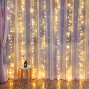 3x2 / 3x3M LED Copper Curtain String Lights Boże Narodzenie Garland Kryty Outdoor Fairy Light Home Window Wedding Party Decoration Y201020