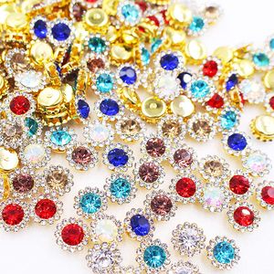 12mm Mix Color Shiny Crystals Strass Stones Trim Gold Claw Sewing Rhinestones Garment Crafts DIY Sew On Rhinestones for clothes