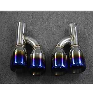 1 Çift Egzoz Borusu 304 Paslanmaz Çelik Susturucu Ucu Uzunluğu yaklaşık 240mm Araba Evrensel Mavi Tail Kipi Manifold