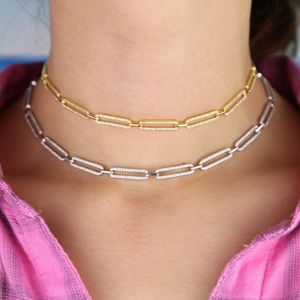 Cyed Out Pin Link Charm Tennis Chain Choker Ожерелье для Женщин Золотая Рок Хипхоп CURB Кубинская Цепочка Ювелирные Изделия