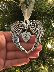 Angel Wing Heart Ognisko Kawałek mojego serca jest w nieba serce urok ornament pamięci pamiątkowy zagubionych bliskich ornament