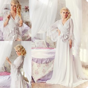 Vår Sexig Bröllop Kvinnor Underkläder Satin Silk Lace Patchwork Kappa Badrockar Lång Nightdress Brud Kimono Robe med Bälte