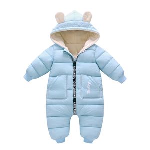 Olekid 2020 inverno bebê velo jaqueta casaco mais veludo bebê meninas snowsuit para baixo algodão bebê menino macacão criança recém-nascido macacão lj201023