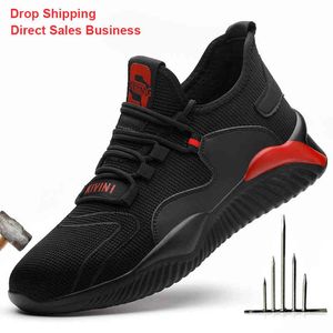 Doğrudan Emniyet toptan satış-Hafif Nefes Alabilir Erkek Güvenlik Ayakkabıları Çelik Toe İş Botları İnanılmaz Delirler Donkurs Para Kısa Spor Ayakkabıları Doğrudan Teslimat