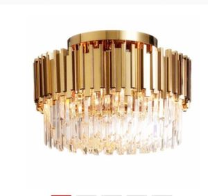 Lyx Crystal Tak för vardagsrum Modern Gold Round Lampa LED Hem Inredning Belysningsarmaturer