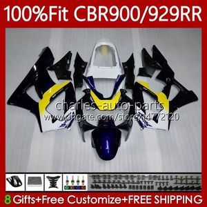 Spritzgusskörper für HONDA CBR900 CBR929 CBR 929RR 900RR 900 929 RR CC 00 01 Karosserie 68Nr. 16 Blau Gelb 900CC 929CC CBR929RR 00-01 CBR900RR 2000 2001 OEM Fairin