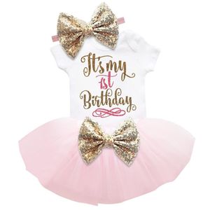 Wholesale 2nd birthday outfit girl resale online - Baby Girls Long Sleeve Dress Tutu Tulle st nd Birthday Clothes Toddler Girls Clothes For Party Christening Baptism Clothing Q1223