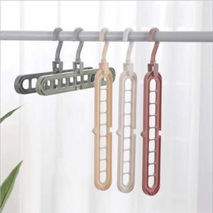 9 Hålutrymme Spara hängare 360 ​​Roterande Magic Hanger Multi-Function Folding Hängare Garderob Torka Kläder Storage 50PCS EEC2828