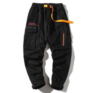 Mężczyzna Spodnie Jesień Nowa Moda Streetwear Sicia Kieszeń Joggers Spodnie Hip Hop Spodnie Mężczyźni Elastyczna Talia Luźne Spodnie Cargo H1223