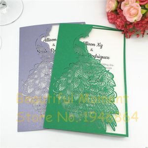 Greeting Cards 50pcs Peacock Wedding Invitations Save The Date Postcards Elegant Decoration Year Card Party Supplies1