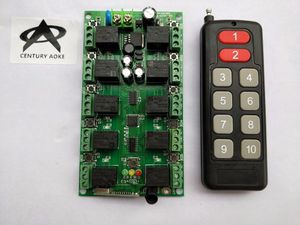 DC 12V 10A 10CH 10 -kanal RF Wireless Remote Control System Mottagare Sändare Individuell inlärningskod Garage Dörrar/fönsterluckor