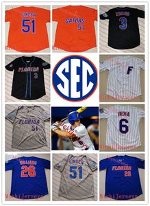 NCAA Custom Florida Gators Stitched Baseball Jersey 6 Kendrick Calilao 29 Jor dan Carrion 22 Cory Acton 9 Mac Guscette 2 Cal Greenfield 36 Wyatt Langford 18 Brock Edge