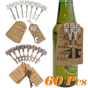 60 pcs chaveiro chave cerveja abridor de vinho anel de vinho keychain festa de casamento favores vintage acessórios de cozinha antique presentes para os hóspedes 201201