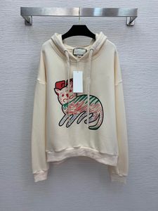 New high end letter cartoon cat printed hooded sweater in autumn and winter 202001