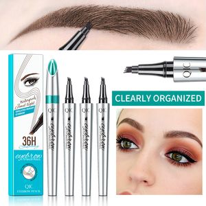 Qic Four-Forek Microblading Brwi Ołówek 36 godzin Super Długotrwały Brow Tatuaż Długopis Wodoodporne Rozmuszanie Brwi Makeup