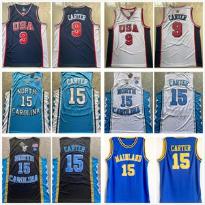 NCAA Mainland High School Vince Carter 15 Koszulki do koszykówki Vintage 2000 USA Męskie NCAA Północna Karolina Tar Heels Szyty Koszulki Rozmiar S-XXL