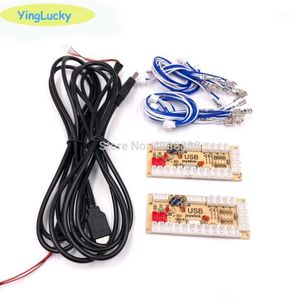 Игровые контроллеры Joysticks 2 игроки Zero Delay Arcade Diy Kit USB Encoder PC до джойстика для 4WAY 8WAY ZIPPY 4.8mm Button11