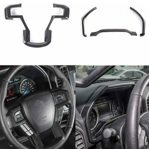 Carbon Fiber Steering Frame Dashboard Trim para Ford F150 15+ Acessórios Interiores