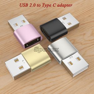 Metal curto USB 2.0 masculino a tipo C Adaptador feminino Acessórios para celular Conversores OTG portáteis Conversores para MacBook MacBook Chromebook