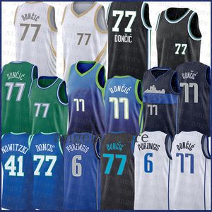 Luka Basketball Jersey 77 Doncic 2021 new Dirk 41 Nowitzki Maglie Uomo Blu