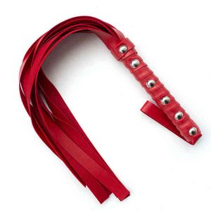 NXY Sex Adult Toy Sodandy Flogger Whips Pu Leather Spanking Paddle Erotic s Red Handmade Fetish Gioco di ruolo per coppia1216