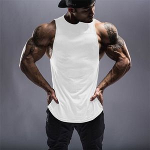 2022 Men's Tank Tops New blank men's bodybuilding fitness sports vest plain sleeveless T-shirt solid color stitching loose large size wholesale