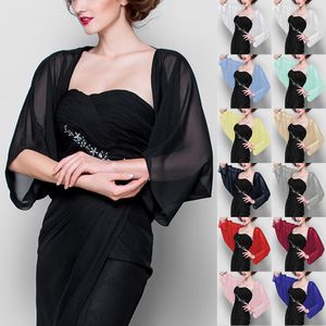 Kvinnor chiffon wraps bolero prom party illusion shrug elegant mjukt bröllop brud cape kvinnlig kväll sjal svart röd vit