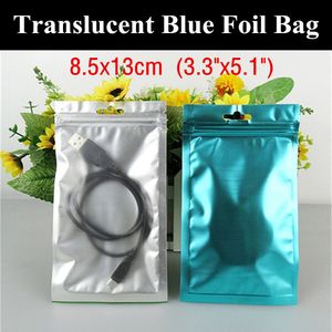 100pcs 8.5x13cm (3.3"x5.1") Flat Translucent Blue Foil Packaging Bag USB Hubs Cables Storage Bag Plastic Xmas Wedding Gift Bag