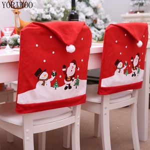 Juldekorationer Yoriwoo Santa Claus Chair Cover Köksbordet täcker Snowman Deer Merry For Home 2021 Xmas Tree1