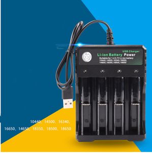 18650 Lithium Battery Charger 4 Slot 3.7V Smart USB Charging Stand 14500 Bright Flashlight Charger