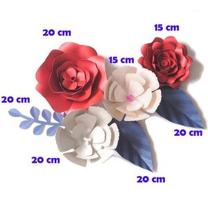 Dekorativa Blommor Kransar DIY Artificial Fleurs Artificielles Backdrop Giant Paper 4PCS 3 Lämna bröllopsfest dekoration Baby shower