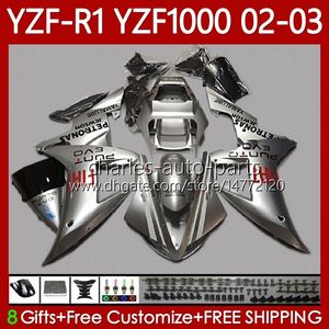 Motorcycle Fairings For YAMAHA YZF R 1 1000 CC YZF-R1 YZFR1 Gloss silver 02 03 00 01 Body 90No.60 YZF1000 YZF R1 1000CC 2002 2003 2000 2001 YZF-1000 2000-2003 OEM Bodywork