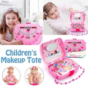 Pretend Play Girls Make Up Toy Safety Non-toxic Makeup Kit Set Dressing Cosmetic Travel Bag Box Beauty Toys For Children Gift LJ201009
