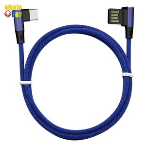 Mobile Phone Cables 90 degree USB Type C Cable 2A USB-C Cable Fast Charging Data Cable For Samsung S9 Xiaomi 6X Huawei P10 500pcs