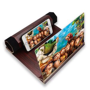 12 inch Cell Phone Holders wood Super Definition Mobile Phone Screen Magnifier 3D HD Video Amplifier Smart Phones Stand