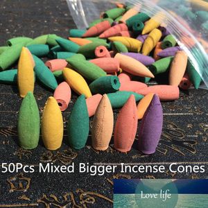 Mixed 50Pcs Bigger 3.5cm Natural Reflux Tower Incense Rose Osmanthus Sakura Smoke Cone Backflow Incense Bullet Or Ceramic Burner