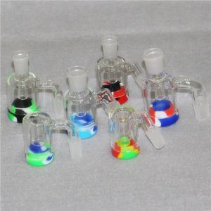 Acchiappacenere Smoking Glass Reclaim Catcher con chiodo Banger al quarzo da 4 mm e contenitori in silicone da 5 / 7ml per bong olio dab rig DHL