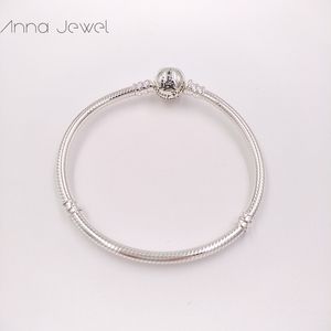 1 pz gioielli Drop Shipping in argento sterling 925 CUORE CHIUSURA Braccialetti Donna Catena serpente Perline di fascino set per Pandora con logo ale Braccialetto Regalo di compleanno per bambini